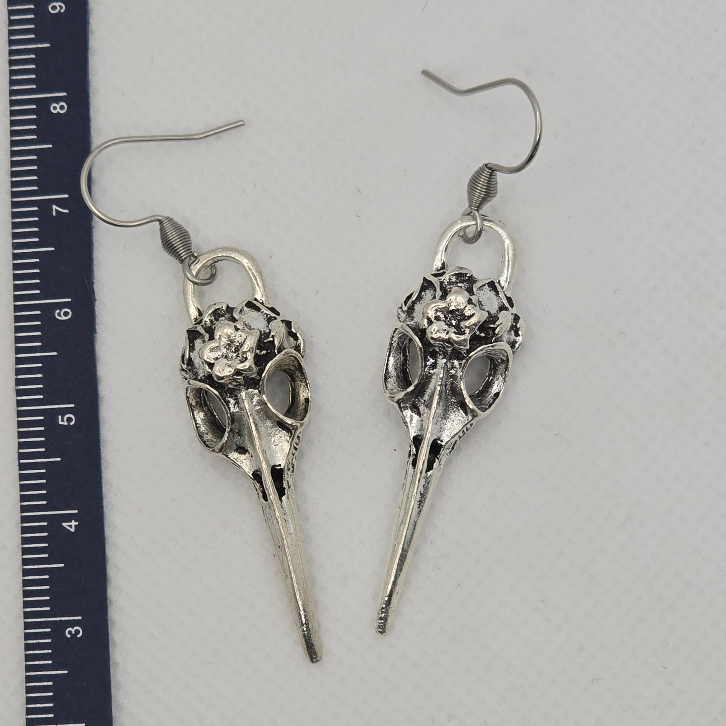 Boho bird skull earrings