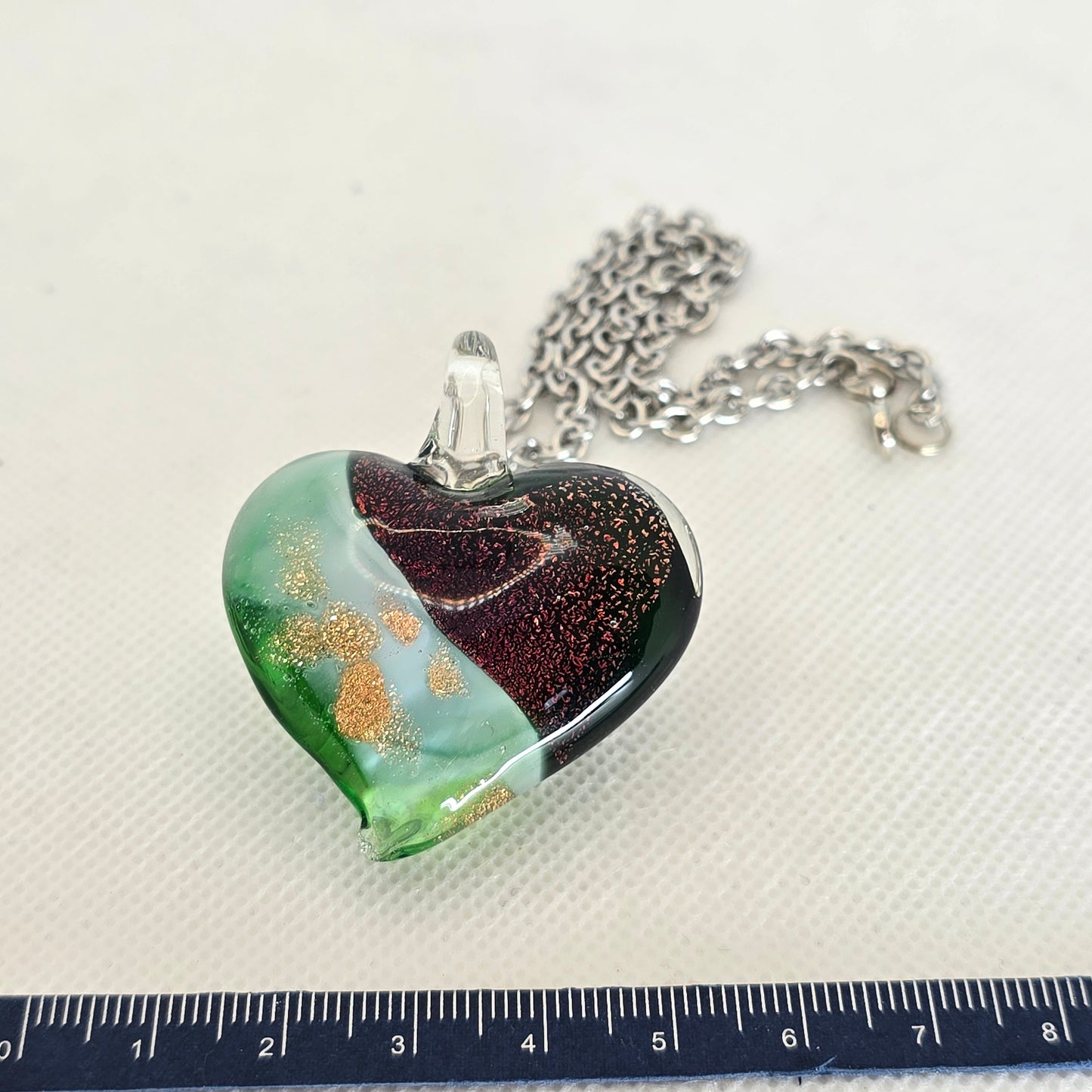 Dichroic glass pendant- heart-shaped