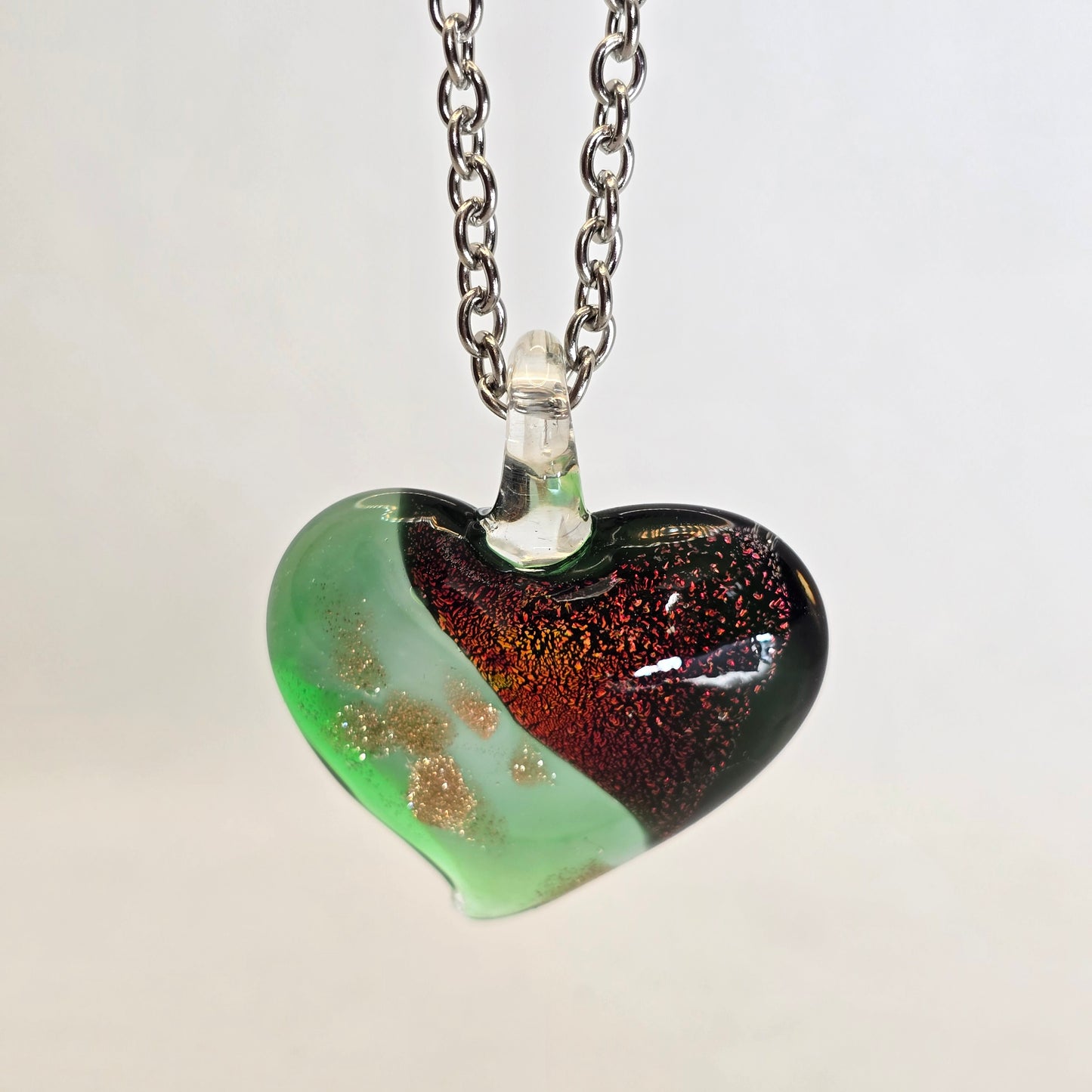 Dichroic glass pendant- heart-shaped