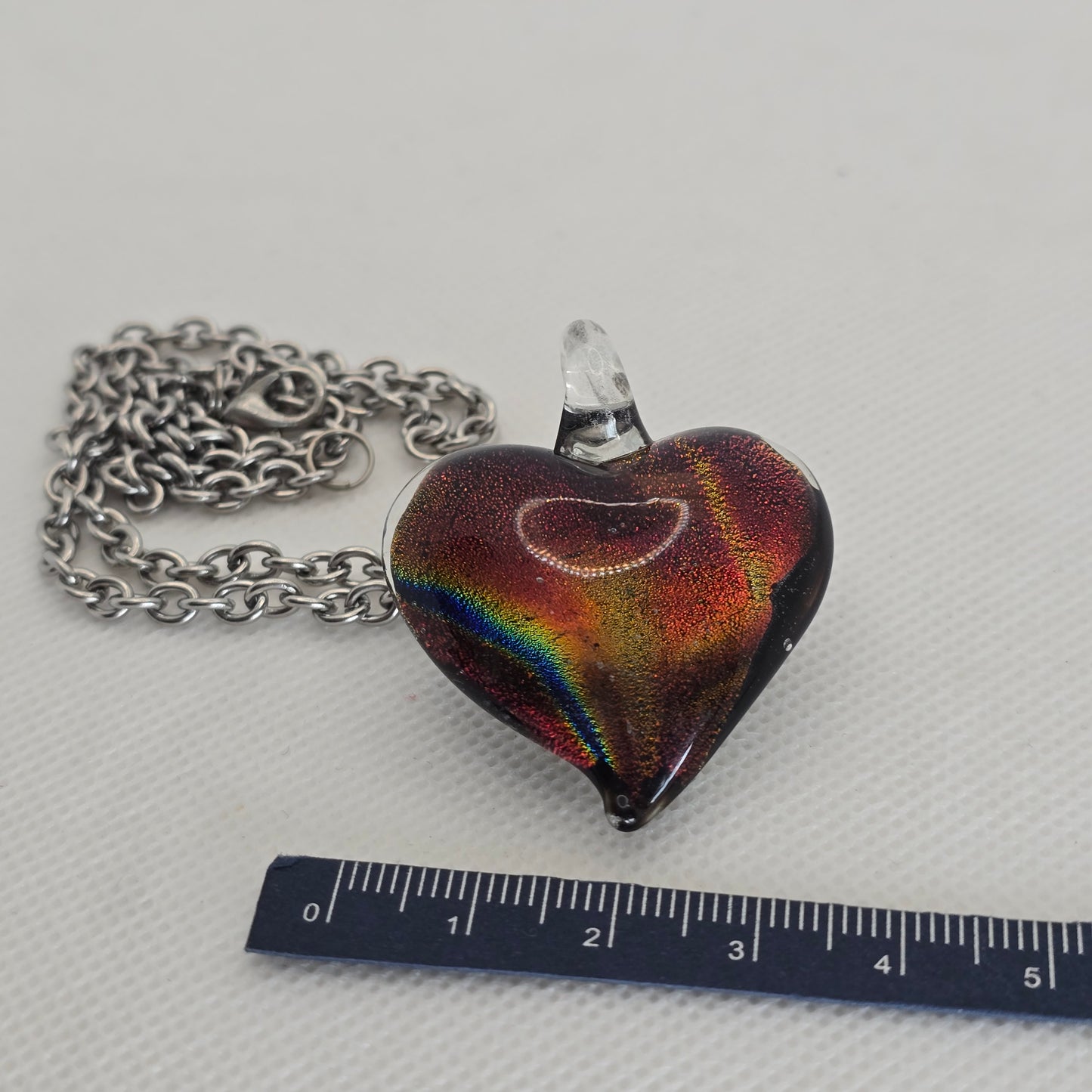 Dichroic glass pendant - heart shape