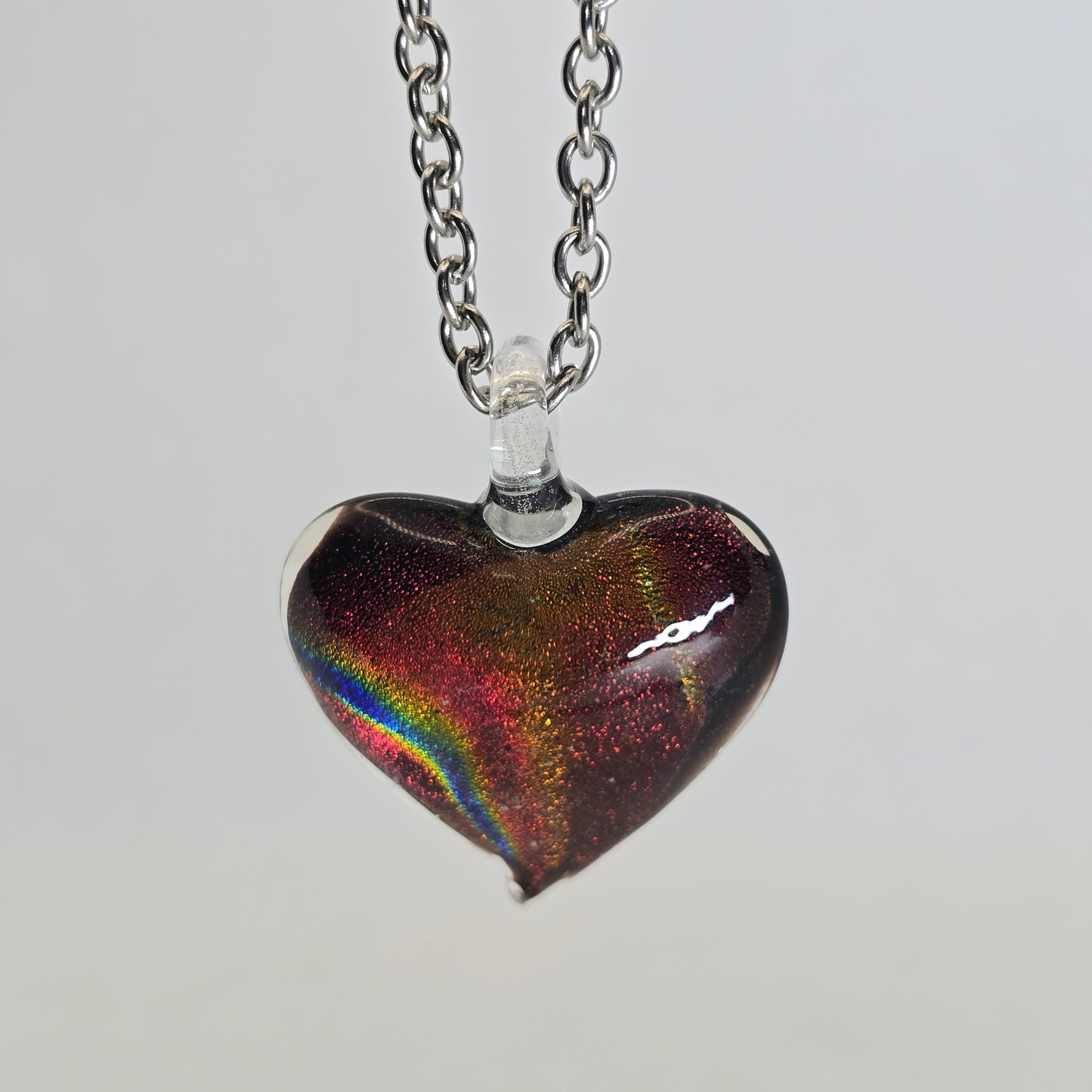 Dichroic glass pendant - heart shape