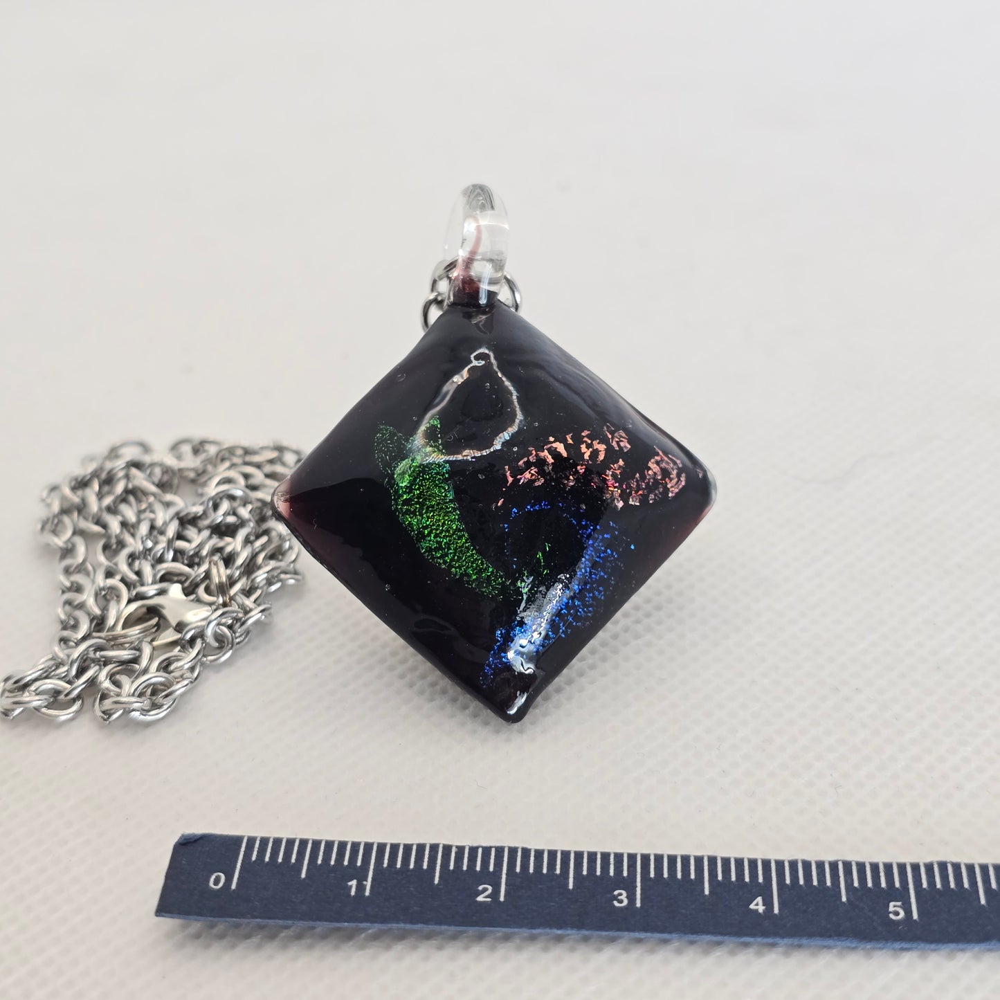 Dichroic glass pendant- square