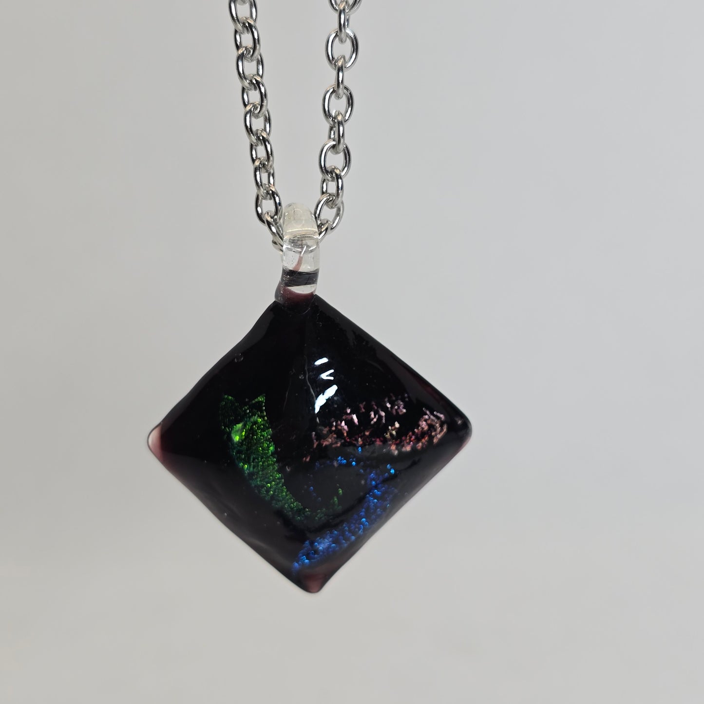 Dichroic glass pendant- square