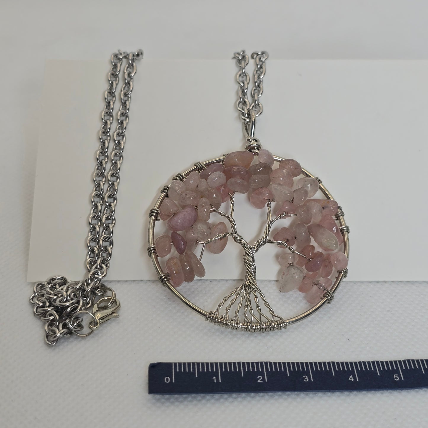 Tree of life pendant necklace - Rose Quartz