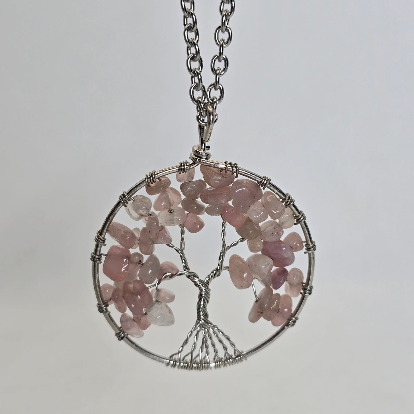 Tree of life pendant necklace - Rose Quartz
