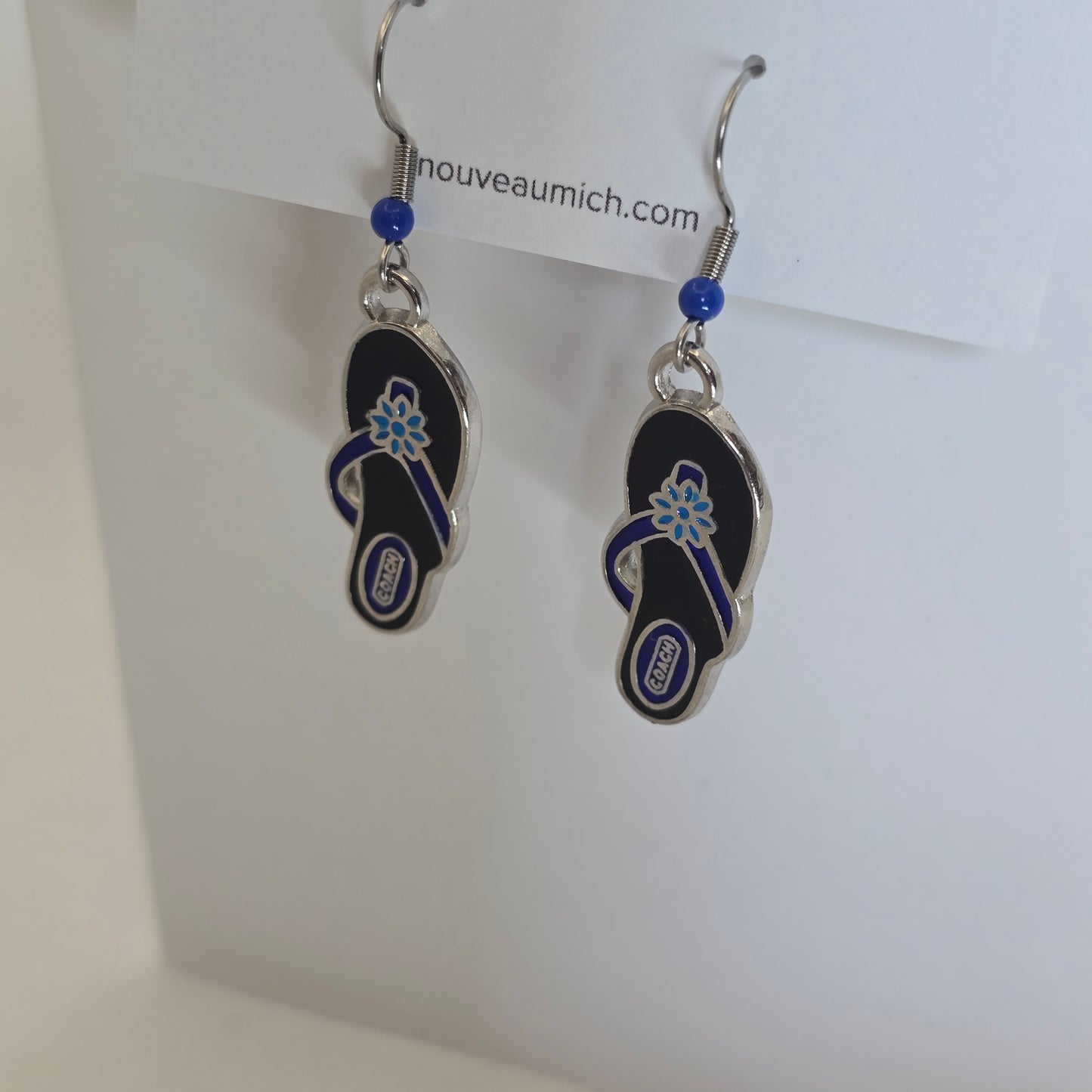 Earrings: summer sandals, enamelled - various colours