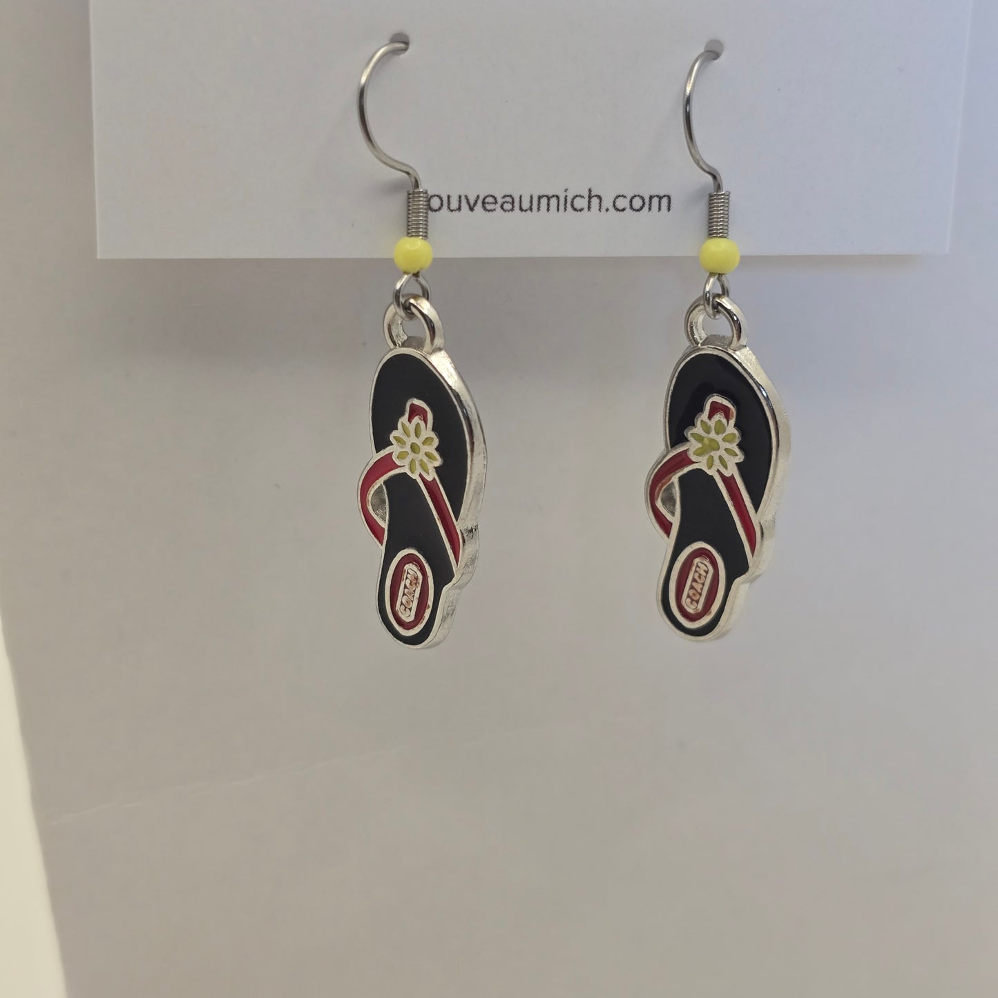 Earrings: summer sandals, enamelled - various colours