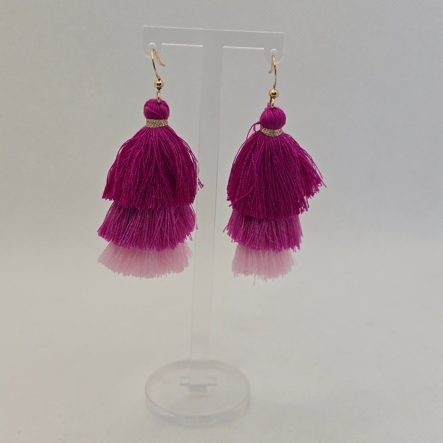 Cotton layered tassel earrings- various colours