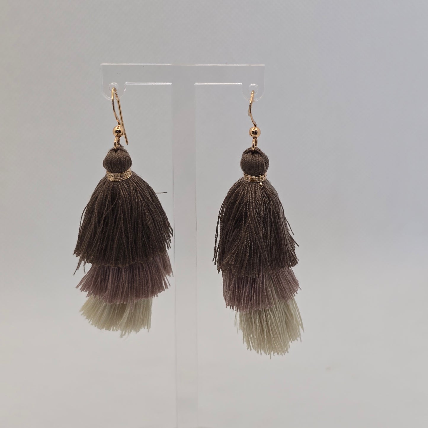 Cotton layered tassel earrings- various colours