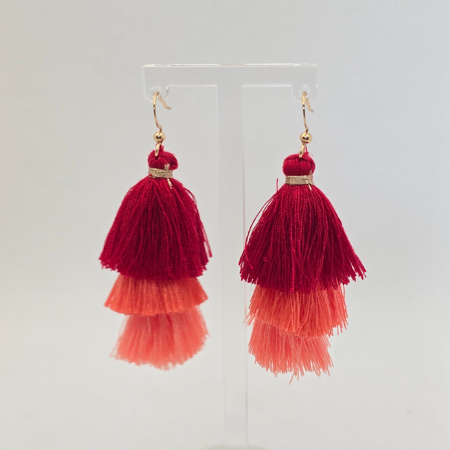 Cotton layered tassel earrings- various colours