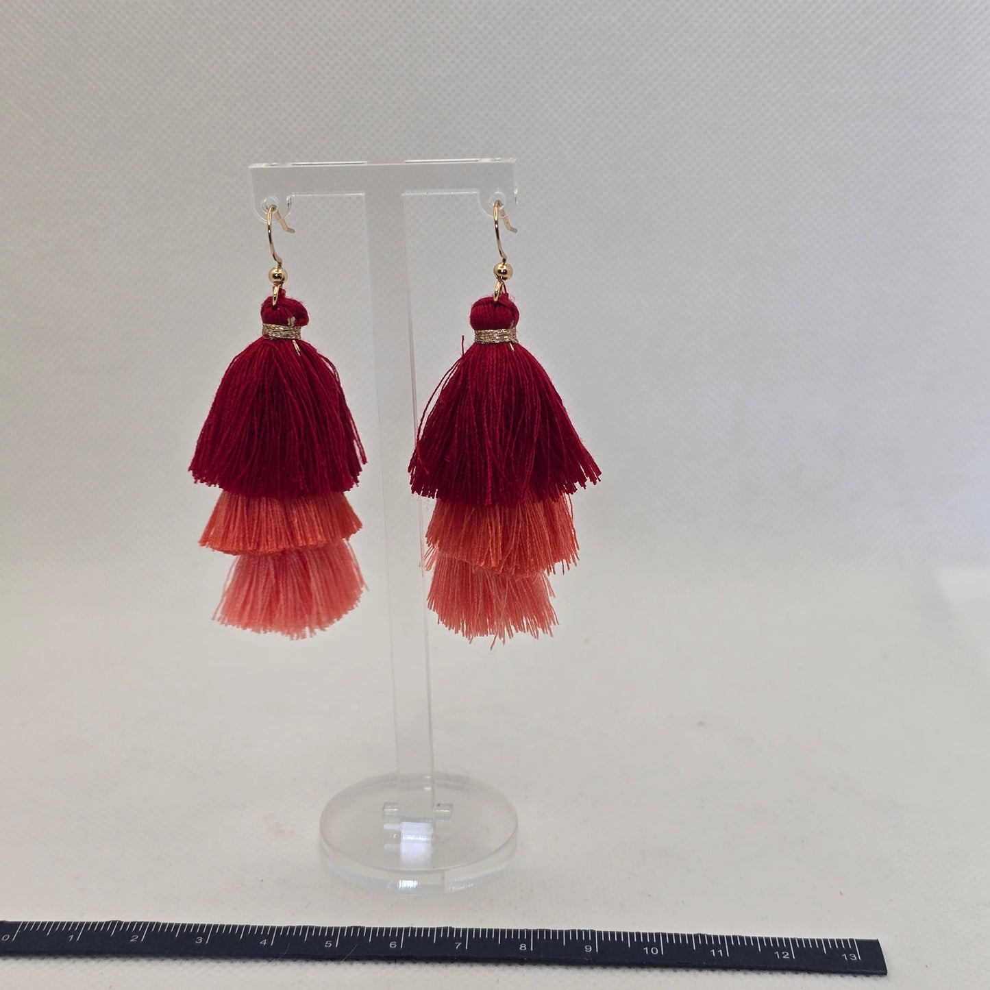 Cotton layered tassel earrings- various colours