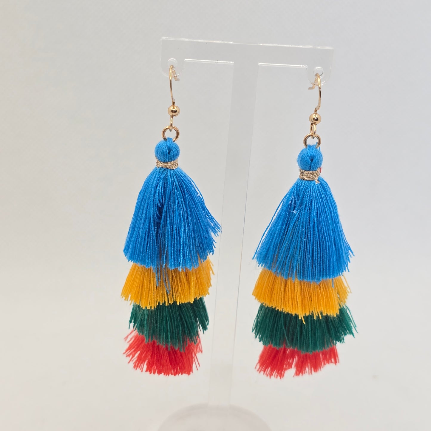 Cotton layered tassel earrings- various colours