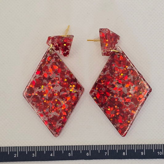 Bold red festive glitter earrings