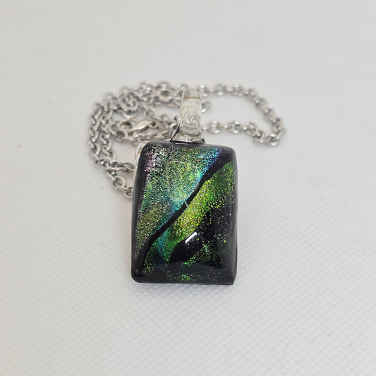 Dichroic glass pendant -  rectangle