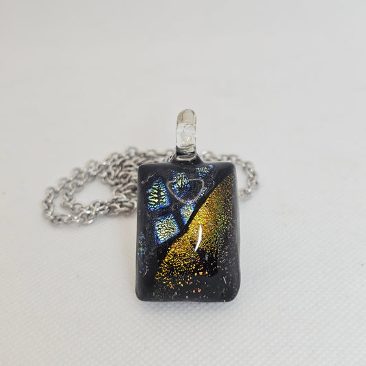 Dichroic glass pendant - rectangle