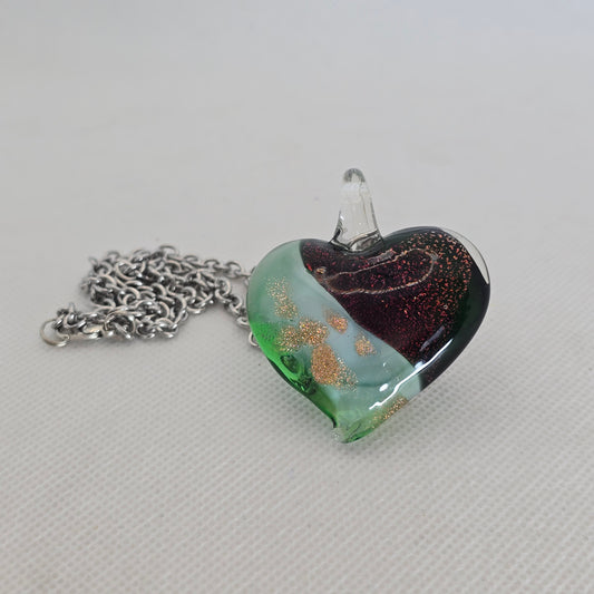 Dichroic glass pendant- heart-shaped