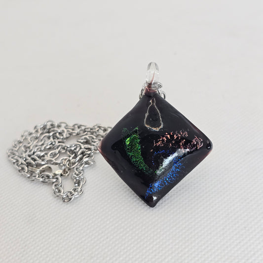 Dichroic glass pendant- square