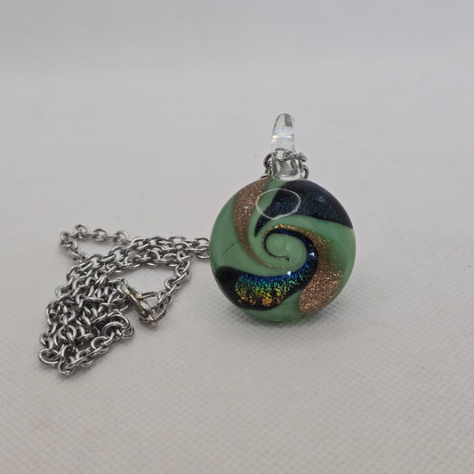 Dichroic glass pendant- round