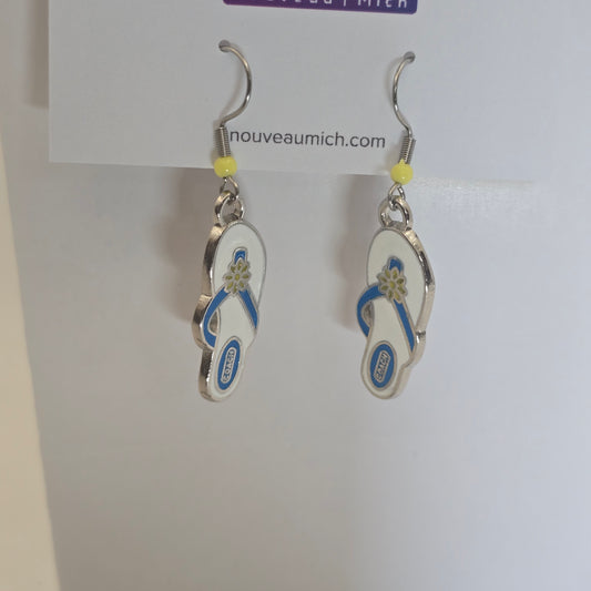 Earrings: summer sandals, enamelled - various colours