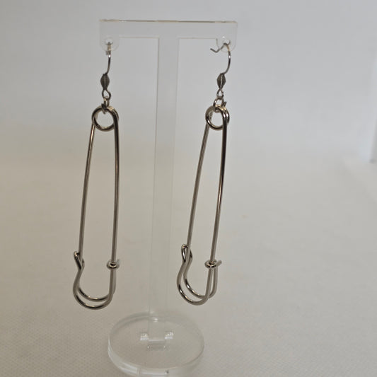 Earrings: Large genuine safety pins