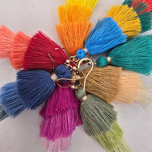 Cotton layered tassel earrings- various colours